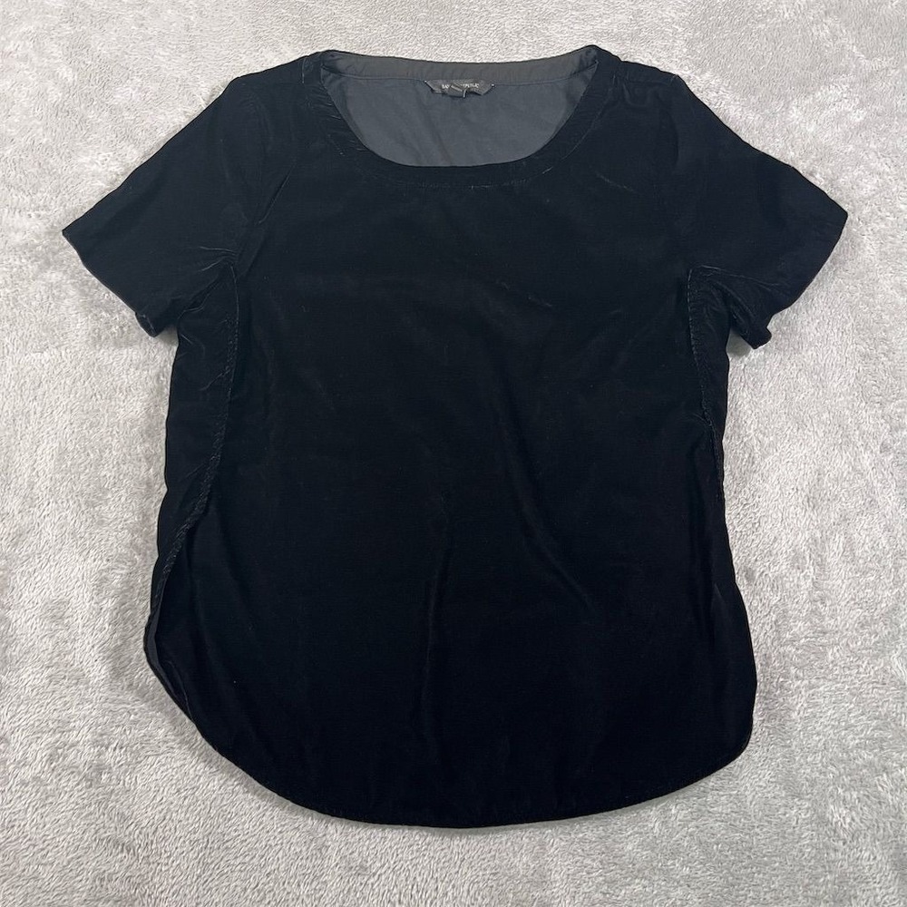 Banana Republic Top Women's Black Velvet Short Sleeve Size Small Casual